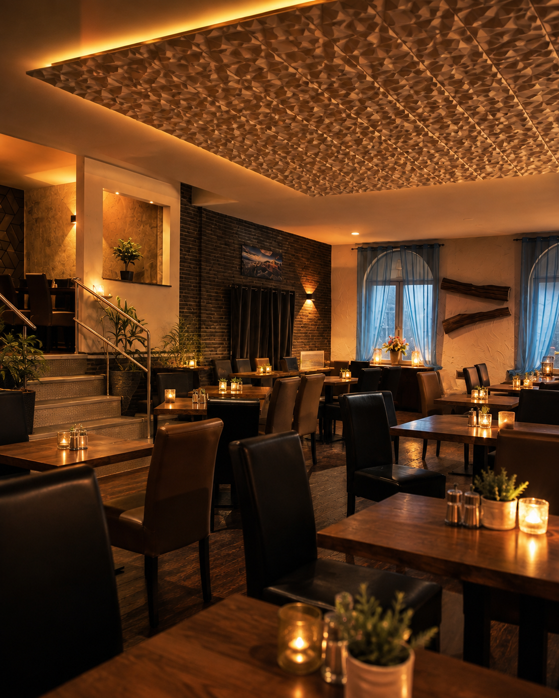 Abendlicher Gastraum im Restaurant ELYSION